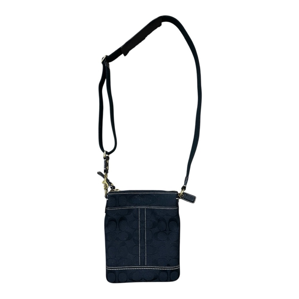 Vintage Black Coach Signature Jacquard Crossbody Swingpack Purse Bag - Picture 6 of 10